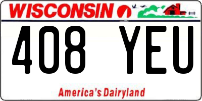 WI license plate 408YEU