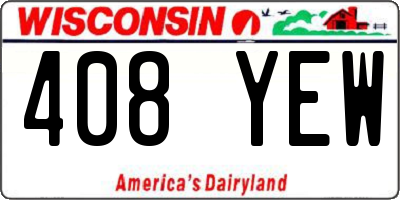 WI license plate 408YEW