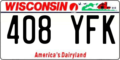 WI license plate 408YFK