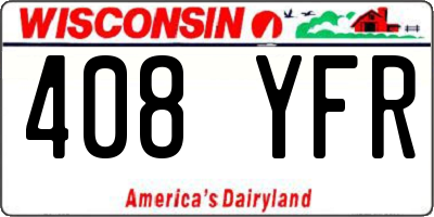 WI license plate 408YFR