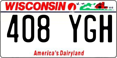 WI license plate 408YGH