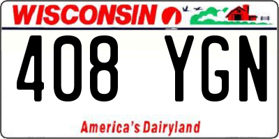 WI license plate 408YGN