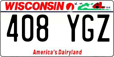 WI license plate 408YGZ