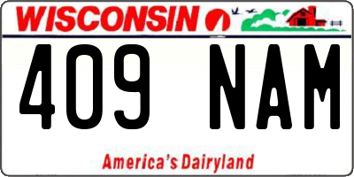 WI license plate 409NAM