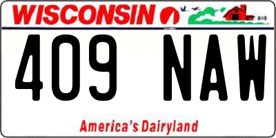 WI license plate 409NAW