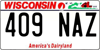WI license plate 409NAZ