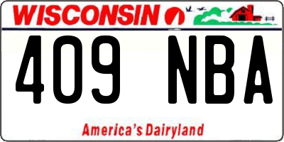 WI license plate 409NBA