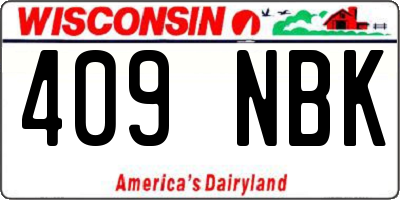 WI license plate 409NBK