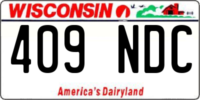 WI license plate 409NDC