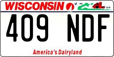 WI license plate 409NDF
