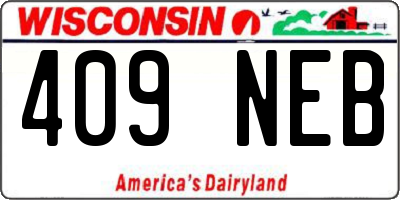 WI license plate 409NEB