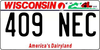 WI license plate 409NEC