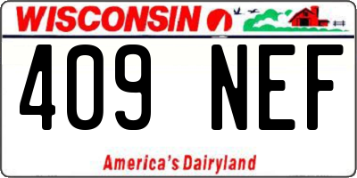 WI license plate 409NEF