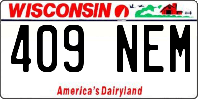 WI license plate 409NEM