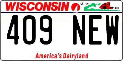 WI license plate 409NEW