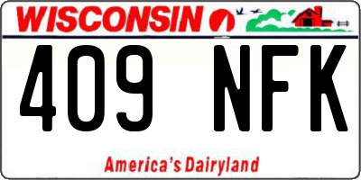 WI license plate 409NFK
