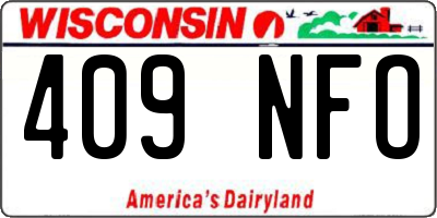 WI license plate 409NFO