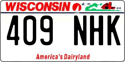 WI license plate 409NHK