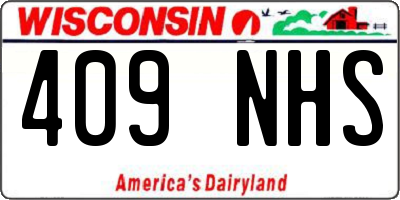 WI license plate 409NHS