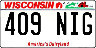 WI license plate 409NIG