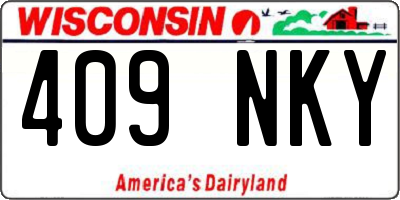 WI license plate 409NKY