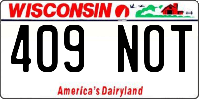 WI license plate 409NOT