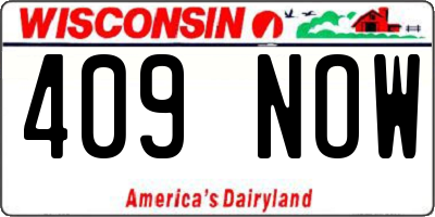 WI license plate 409NOW