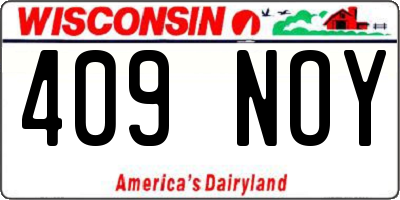 WI license plate 409NOY