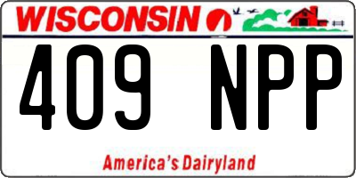 WI license plate 409NPP