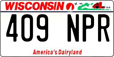 WI license plate 409NPR