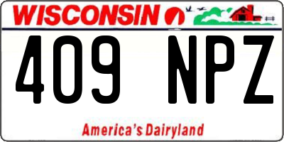 WI license plate 409NPZ