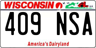 WI license plate 409NSA