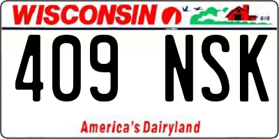 WI license plate 409NSK