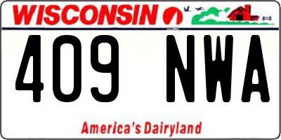 WI license plate 409NWA