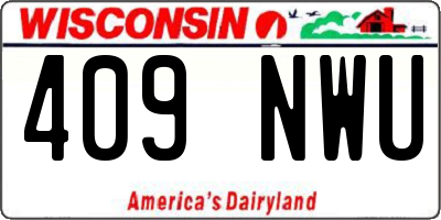 WI license plate 409NWU