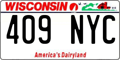 WI license plate 409NYC