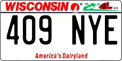 WI license plate 409NYE