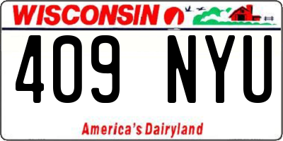 WI license plate 409NYU
