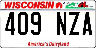 WI license plate 409NZA