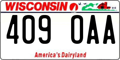 WI license plate 409OAA