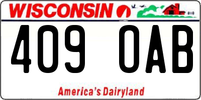 WI license plate 409OAB