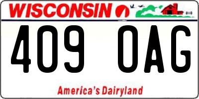 WI license plate 409OAG