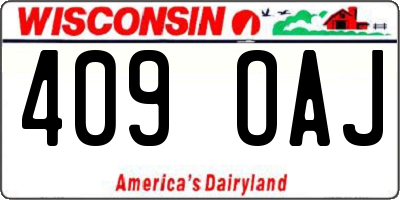 WI license plate 409OAJ