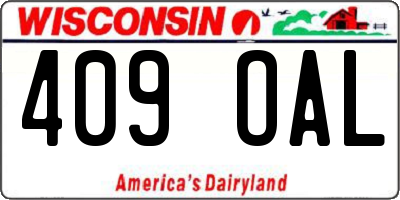 WI license plate 409OAL