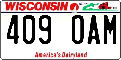 WI license plate 409OAM
