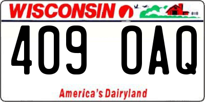 WI license plate 409OAQ