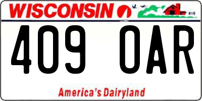 WI license plate 409OAR