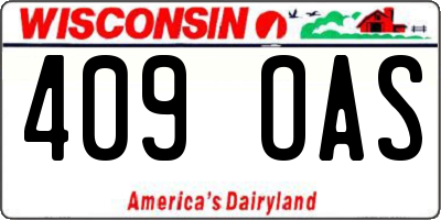 WI license plate 409OAS