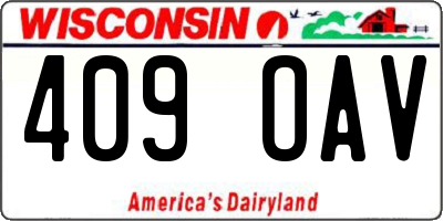 WI license plate 409OAV