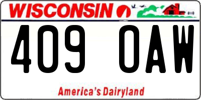 WI license plate 409OAW